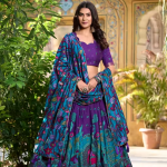 Tussar Silk Kalamkari Print Lehenga Choli Featuring a Sophisticated Foil Work Border