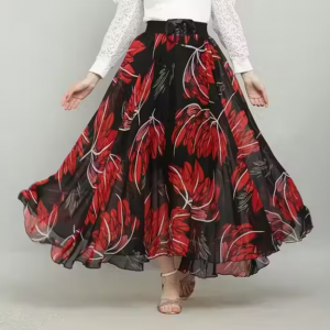 Black With Red Jesmin Print Skirt