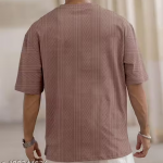 Men Solid Casual Brown T-Shirt