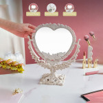 White Ivory Vintage Heart Double Sided Mirror